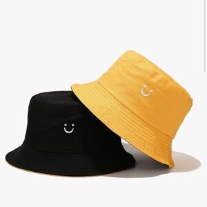 Reversible Embroidered Smile Face Bucket Hat